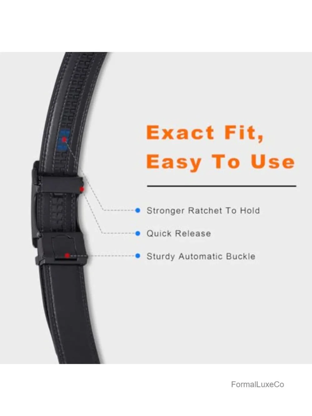 Genuine Leather Ratchet Belt for Men, 1 3/8